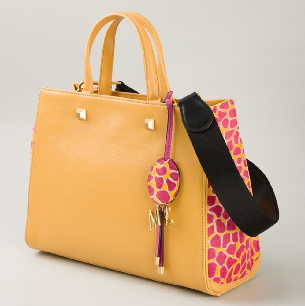 McM mustard and fuchsia bag